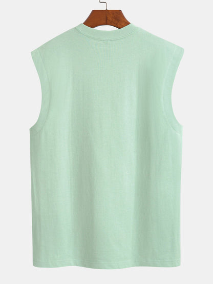 3 Pieces Relax Fit Cotton Drop Shoulder Sleeveless T-Shirts