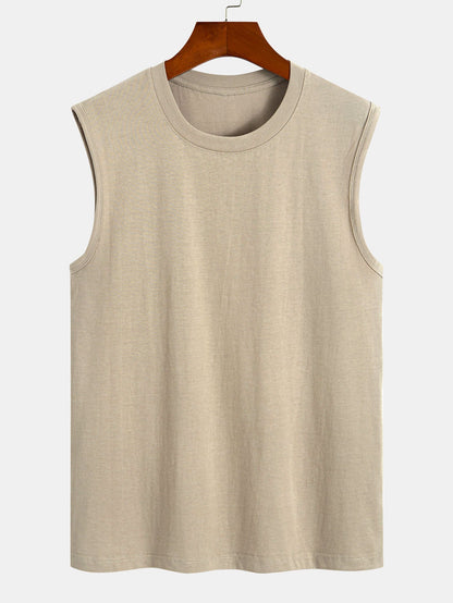 3 Pieces Solid Cotton Sleeveless T-Shirts