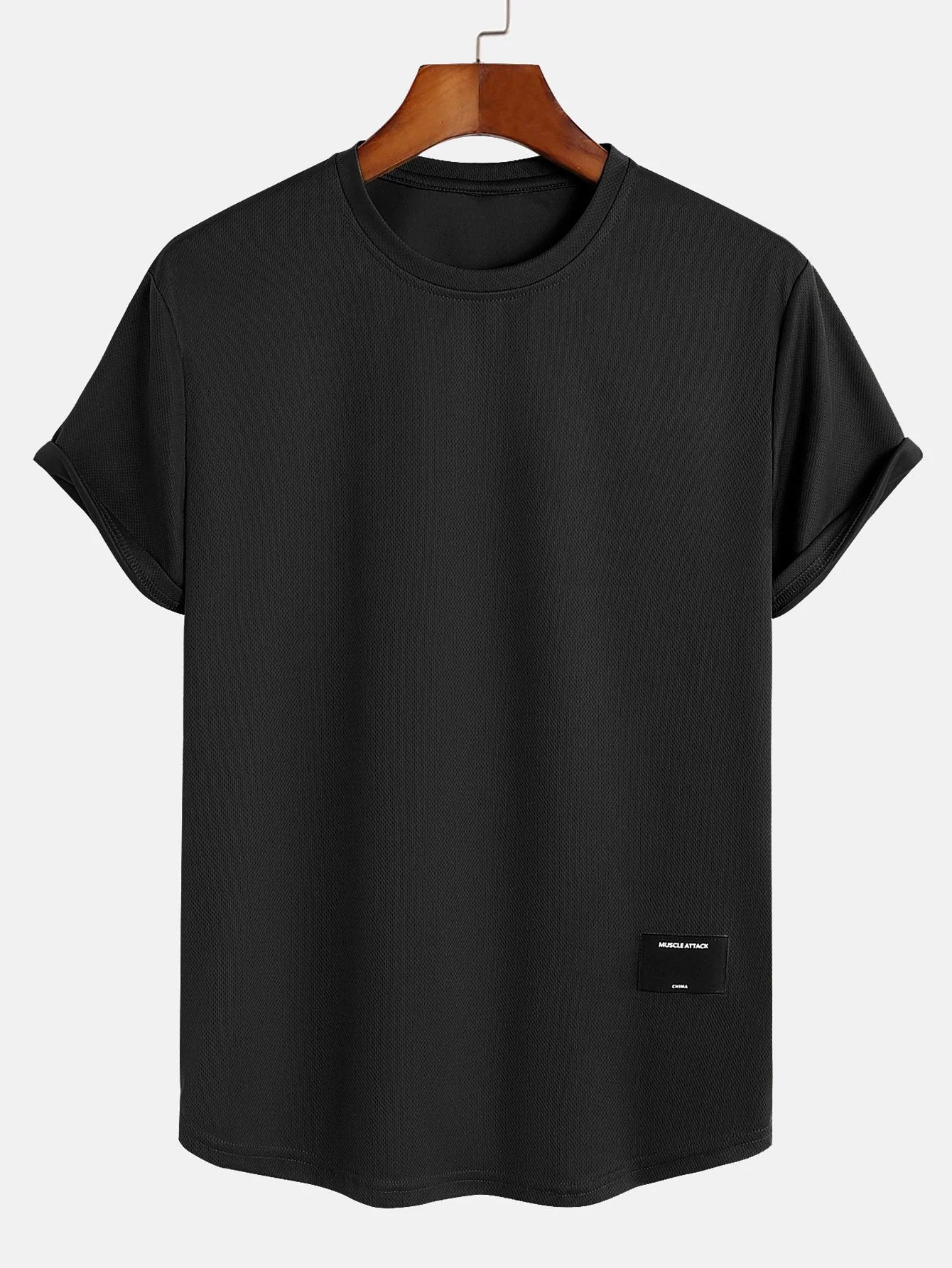 Muscle Fit Arc Hem Mesh T-shirt