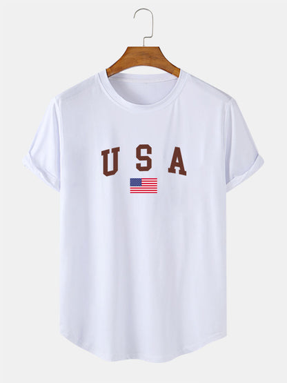USA Print Arc Hem T-Shirt