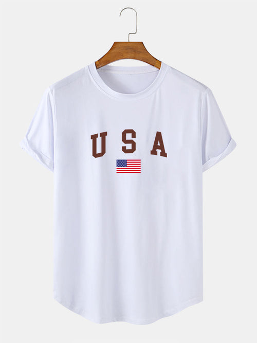 USA Print Arc Hem T-Shirt