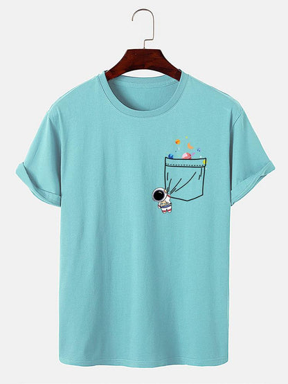 Astronaut Space Pocket Print T-Shirt