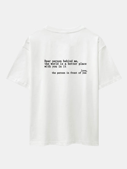 Slogan Back Print Drop Shoulder Oversize T-Shirt