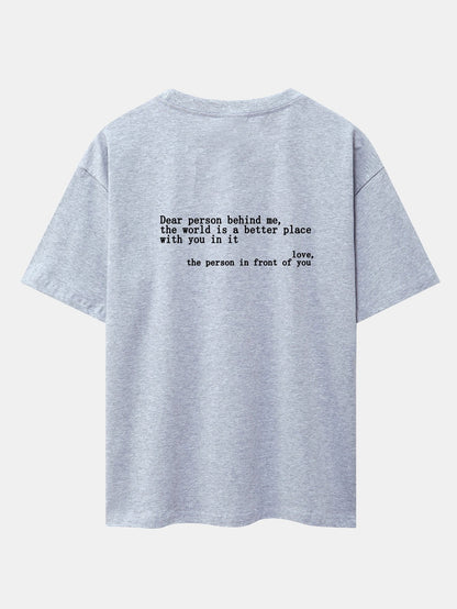 Slogan Back Print Drop Shoulder Oversize T-Shirt