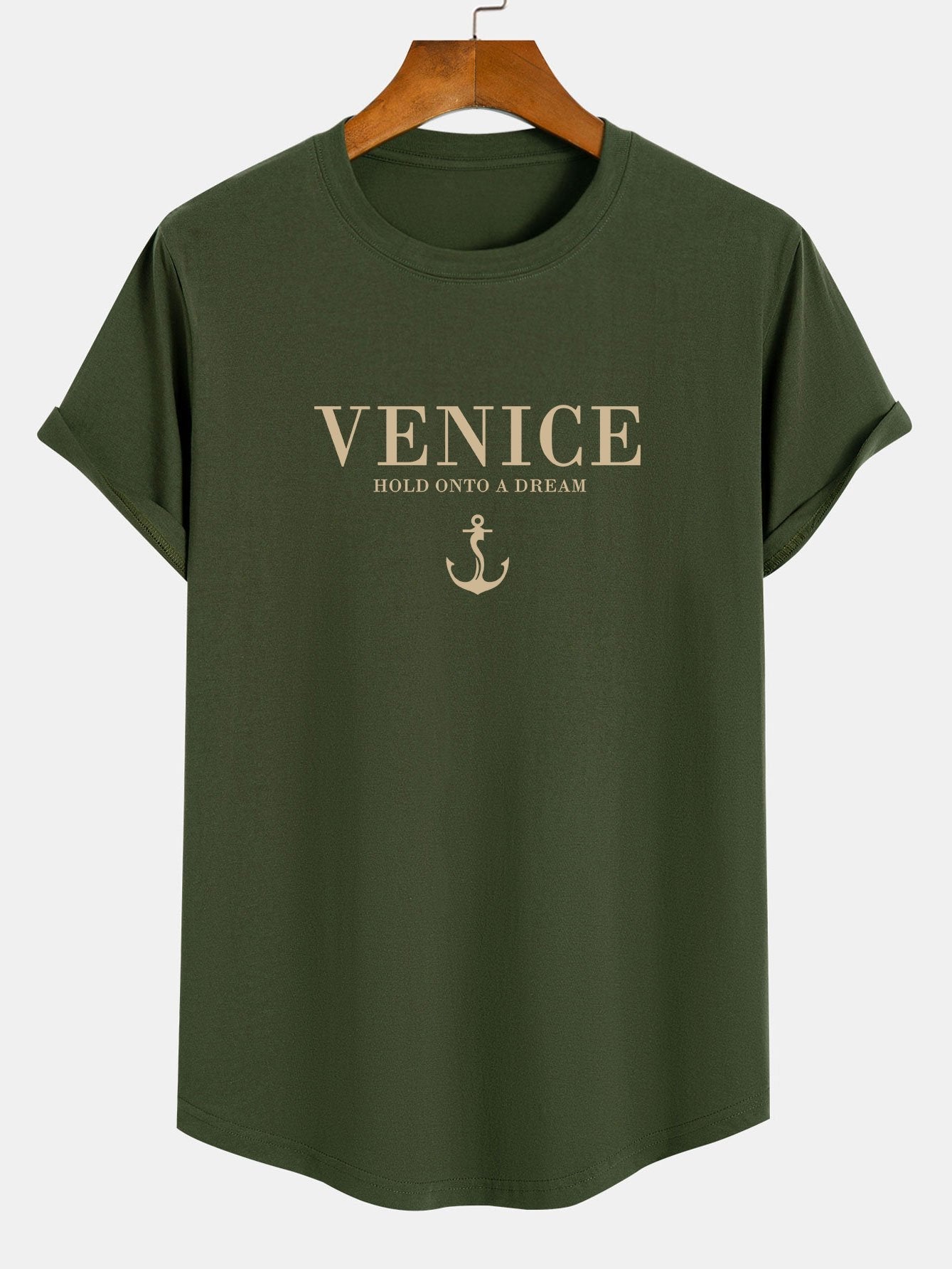 Venice Anchor Print Cotton Arc Hem T-Shirt