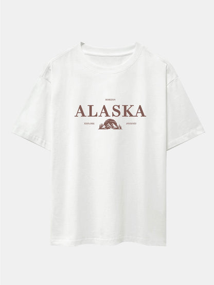 Alaska Slogan Print Drop Shoulder Oversize T-Shirt