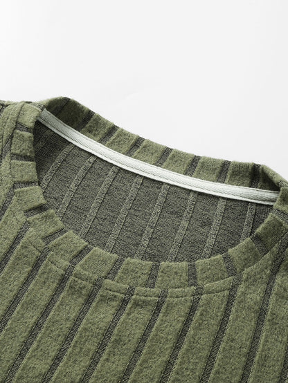 3 Pieces Long Sleeve Knit Ribbed T-Shirts