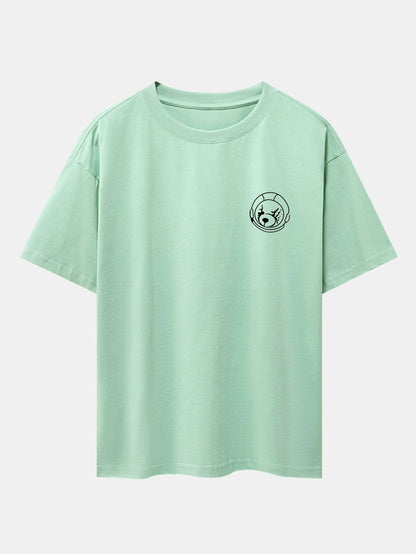 Planet Astronaut Print Drop Shoulder Oversize T-Shirt