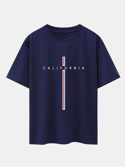 California Stripe Print Drop Shoulder Oversize T-Shirt
