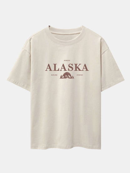 Alaska Slogan Print Drop Shoulder Oversize T-Shirt