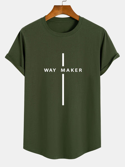 Way Maker Stripe Print Cotton Arc Hem T-Shirt