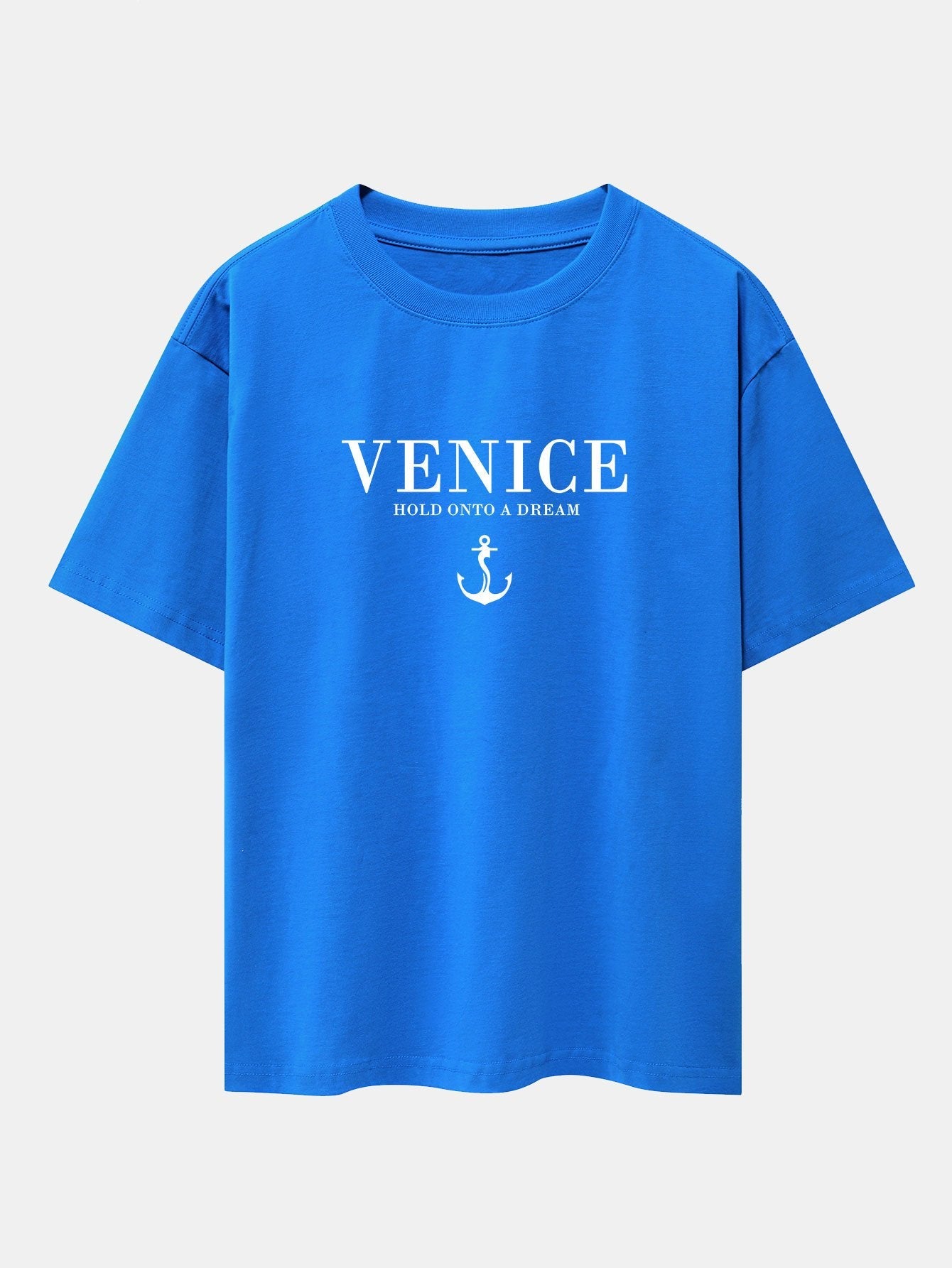 Venice Anchor Print Drop Shoulder Oversize T-Shirt