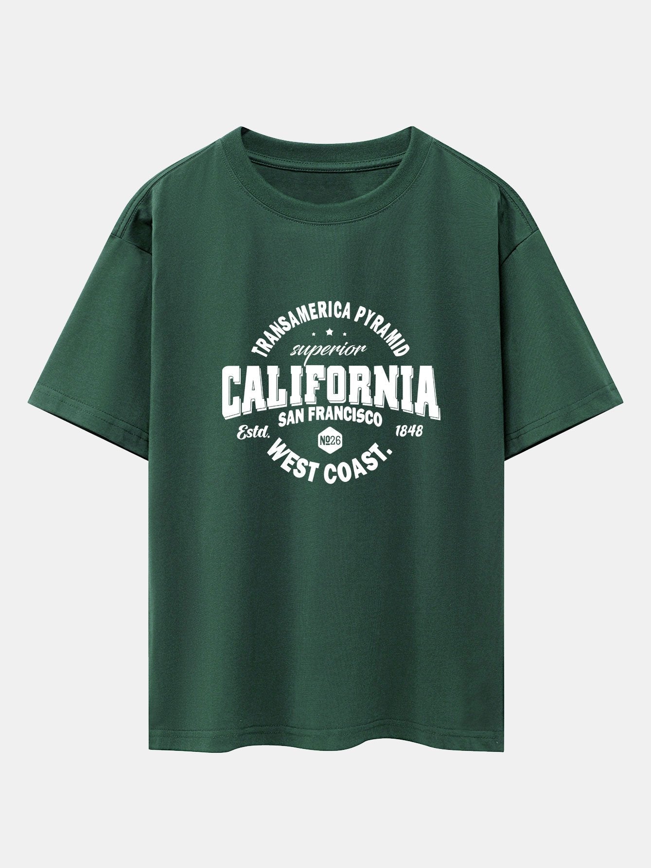 California Slogan Print Drop Shoulder Oversize T-Shirt