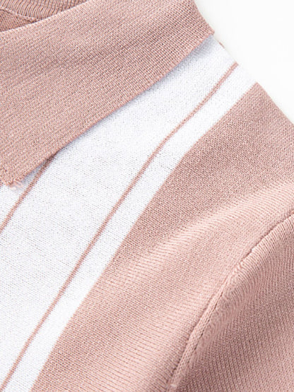 Striped Short Sleeve Sweater Polo
