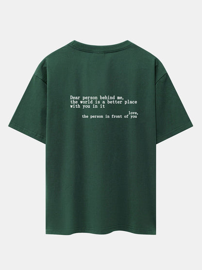 Slogan Back Print Drop Shoulder Oversize T-Shirt