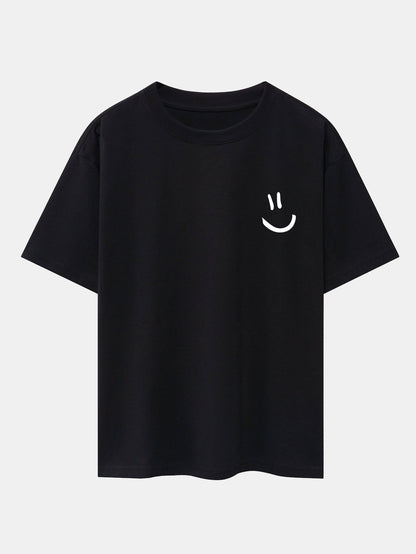 3 Pieces Smiley Face Print Drop Shoulder Oversize T-Shirts
