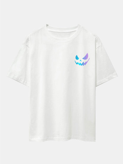 Colorful Evil Face Print Drop Shoulder Oversize T-Shirt