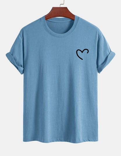 Regular Fit Heart Print Cotton T-Shirt