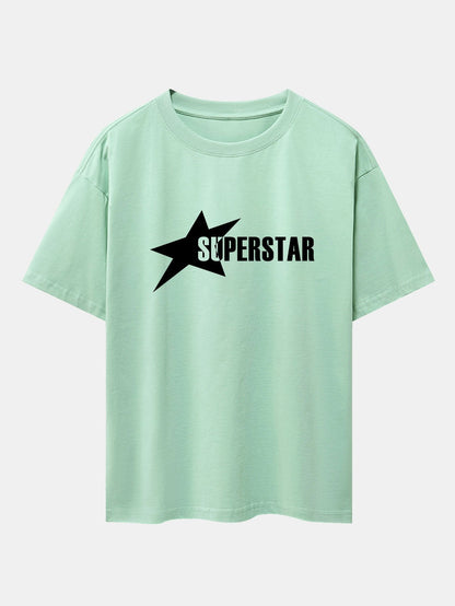 Superstar Print Drop Shoulder Oversize T-Shirt