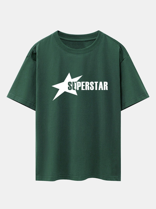 Superstar Print Drop Shoulder Oversize T-Shirt