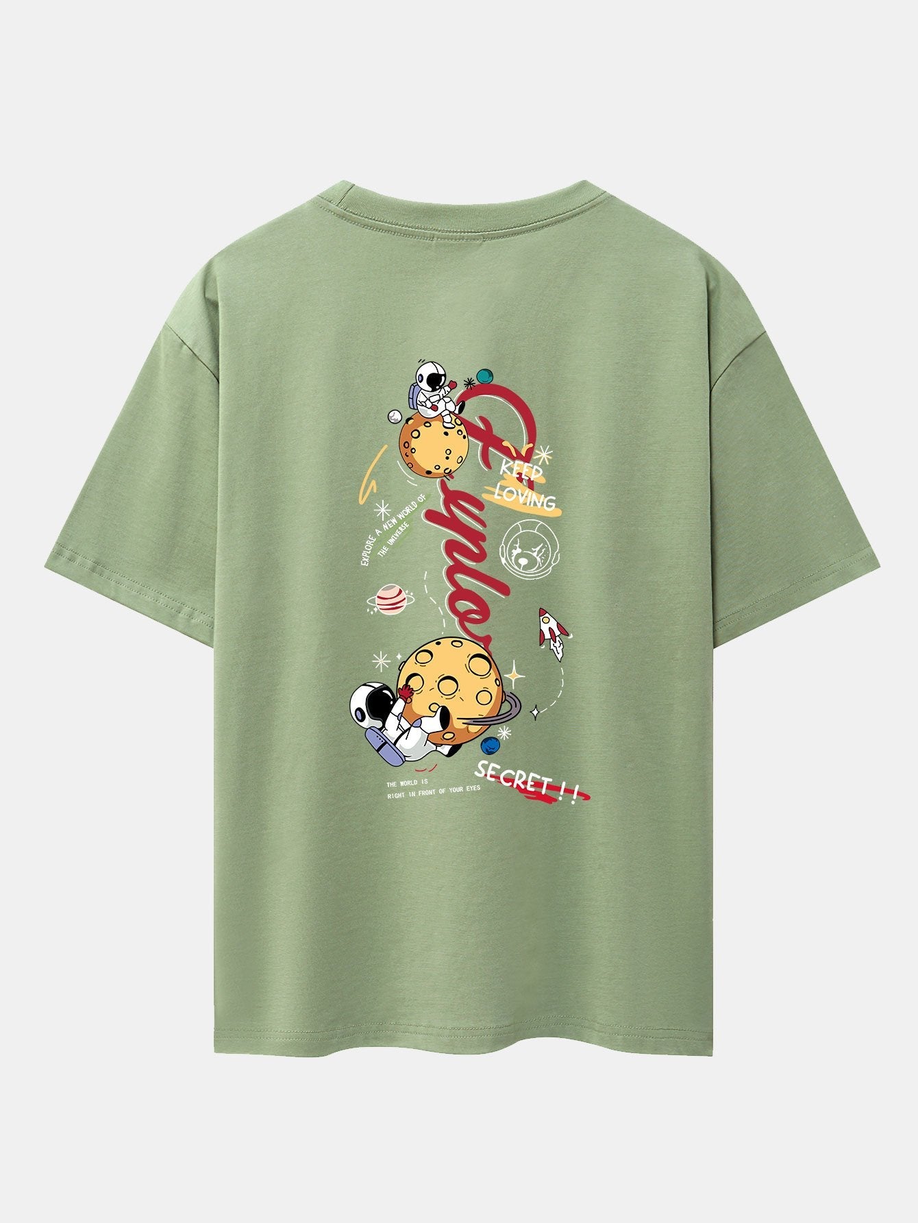 Planet Astronaut Print Drop Shoulder Oversize T-Shirt