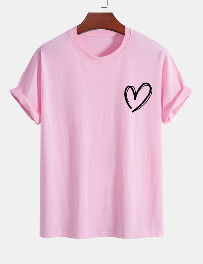 Regular Fit Heart Print Cotton T-Shirt