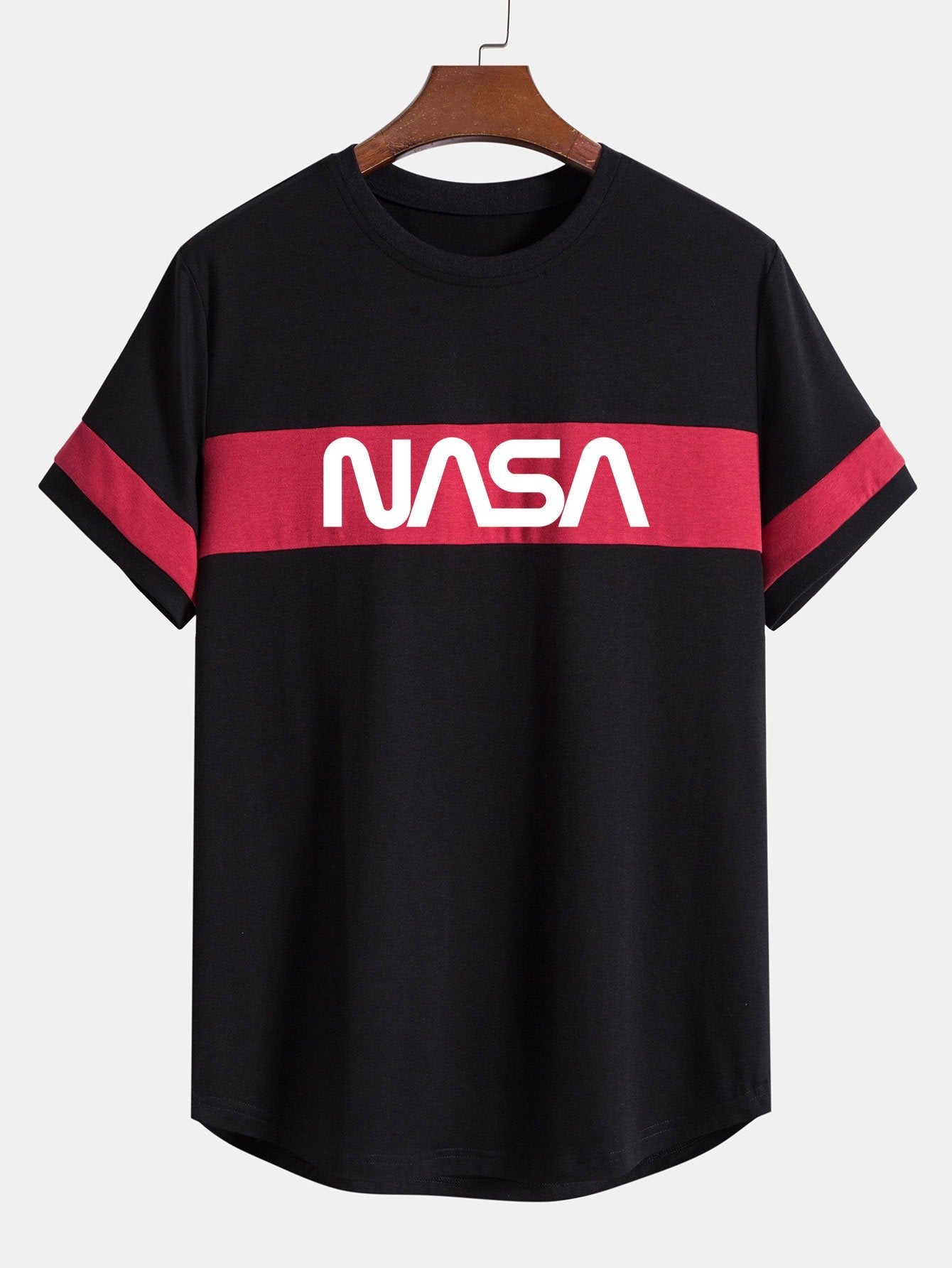 NASA Print Color Block Arc Hem T-Shirt