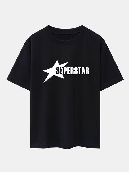 Superstar Print Drop Shoulder Oversize T-Shirt