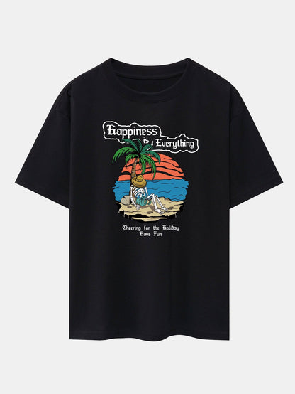 Skull Island Print Drop Shoulder Oversize T-Shirt