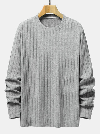 3 Pieces Long Sleeve Knit Ribbed T-Shirts