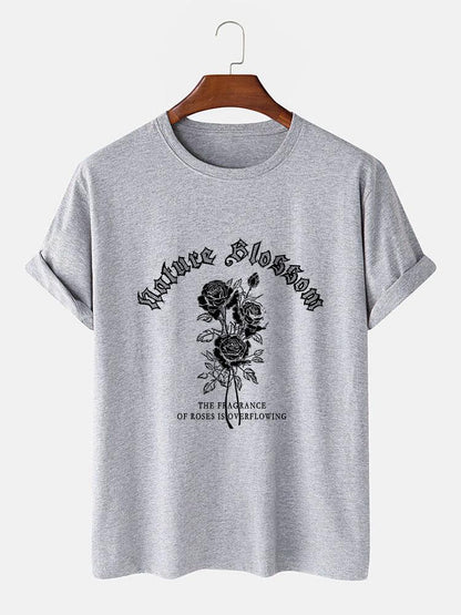 Gothic Style Rose Print T-Shirts