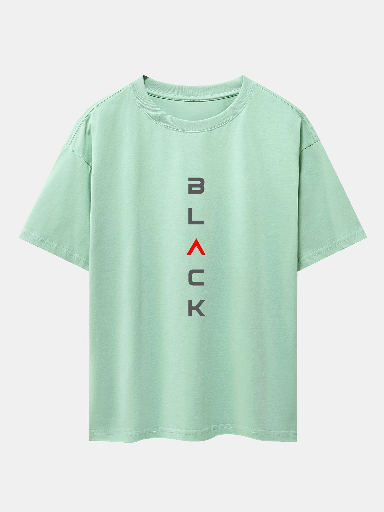 Black Print Drop Shoulder Oversize T-Shirt