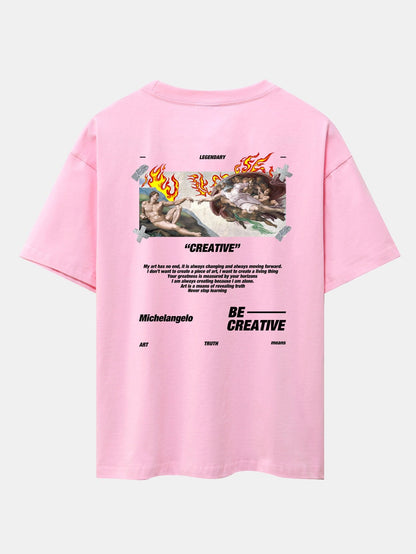 Create Adam Slogan Back Print Drop Shoulder Oversize T-Shirt