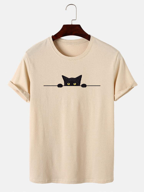 Black Cat Print T-Shirt