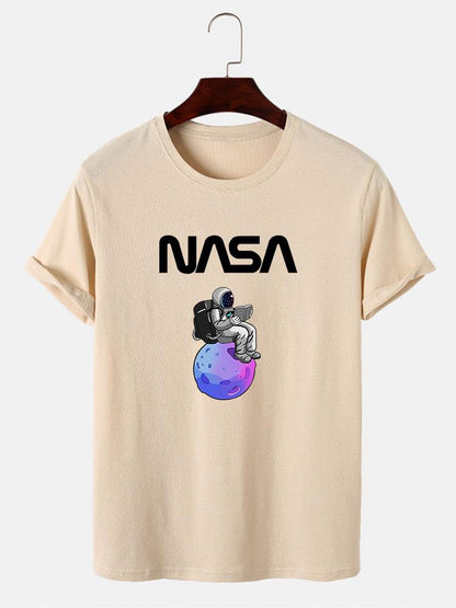 Astronaut Reading Book Print T-Shirt