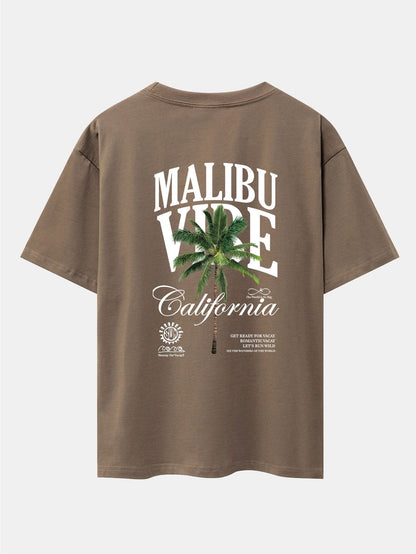 California Palm Tree Back Print Drop Shoulder Oversize T-Shirt