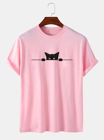 Black Cat Print T-Shirt