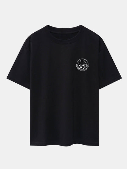 Planet Astronaut Print Drop Shoulder Oversize T-Shirt