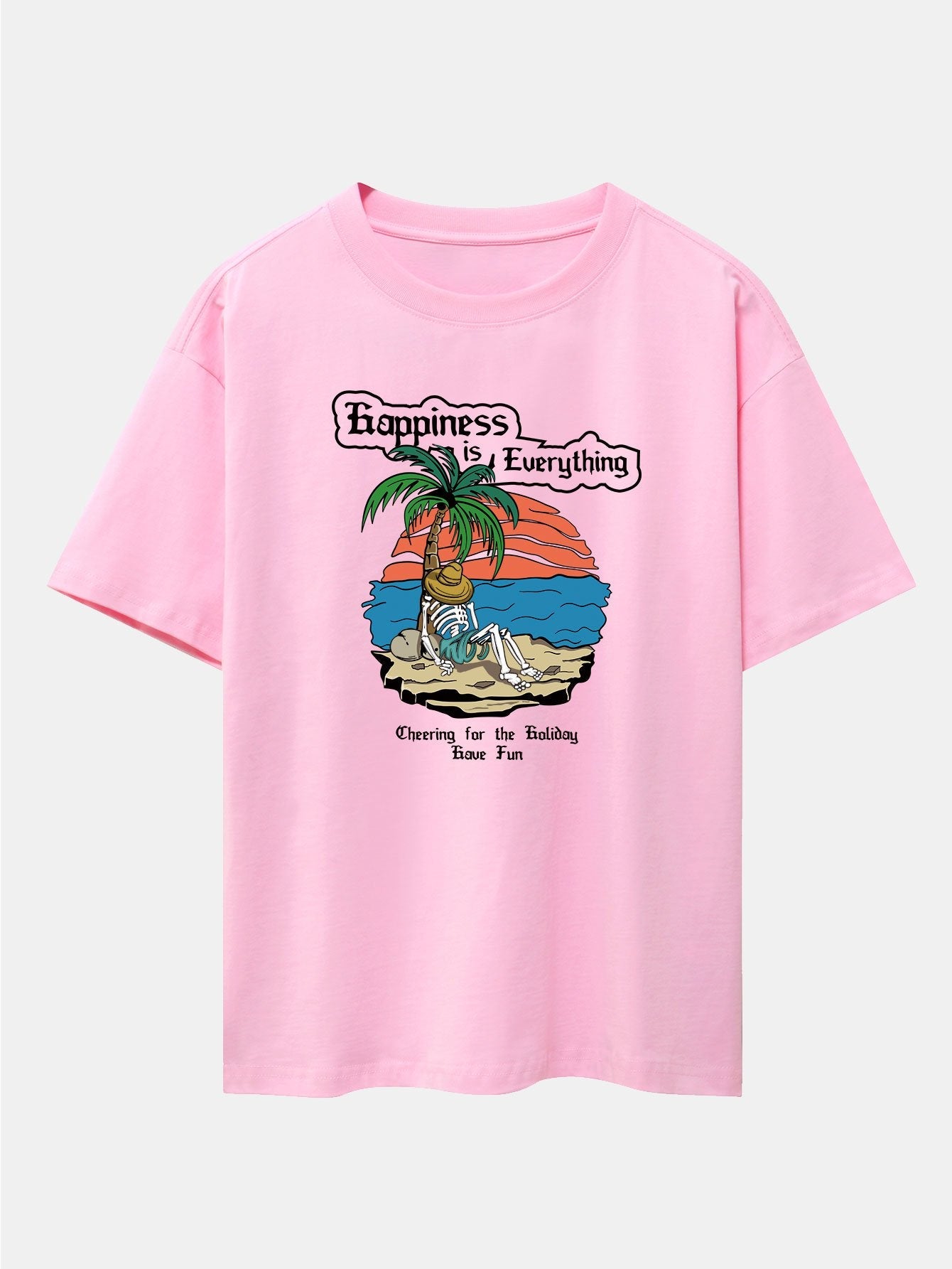 Skull Island Print Drop Shoulder Oversize T-Shirt