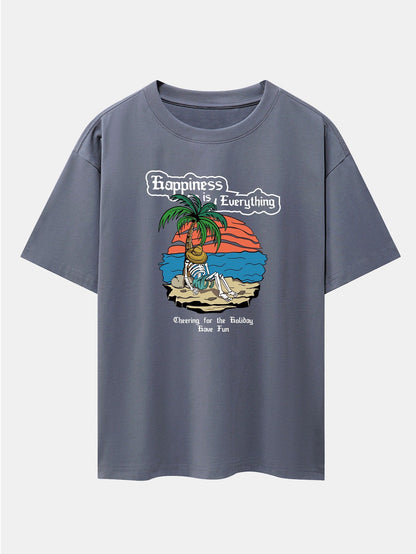 Skull Island Print Drop Shoulder Oversize T-Shirt