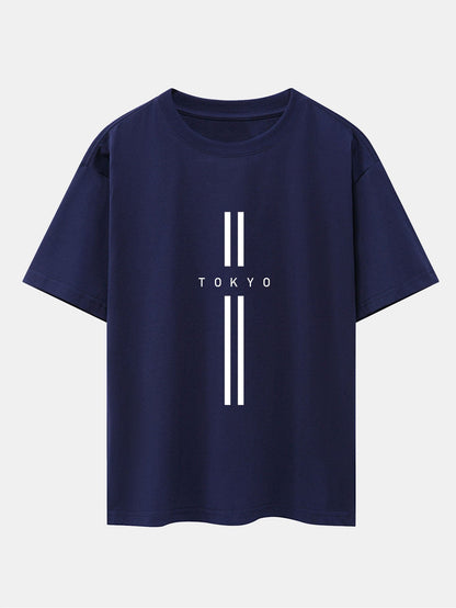Stripe Tokyo Print Drop Shoulder Oversize T-Shirt