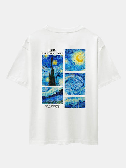 The Starry Night Back Print Drop Shoulder Oversize T-Shirt