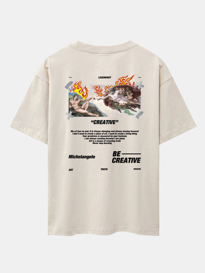 Create Adam Slogan Back Print Drop Shoulder Oversize T-Shirt