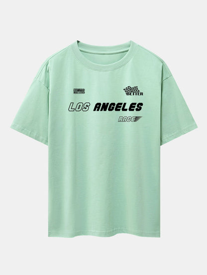 Los Angeles Slogan Print Drop Shoulder Oversize T-Shirt