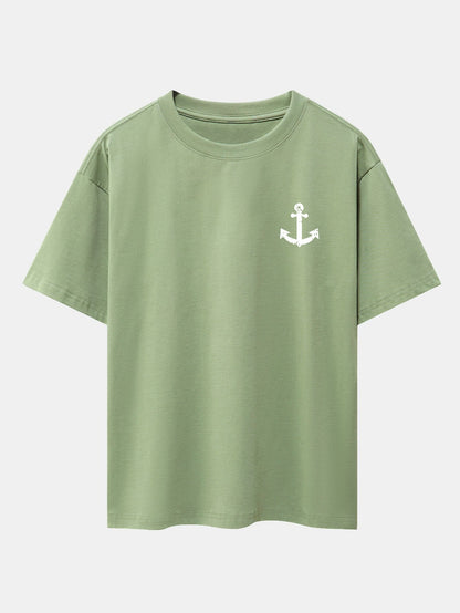 Anchor Print Drop Shoulder Oversize T-Shirt