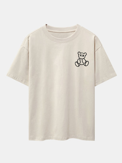 Bear On Vacation Print Drop Shoulder Oversize T-Shirt