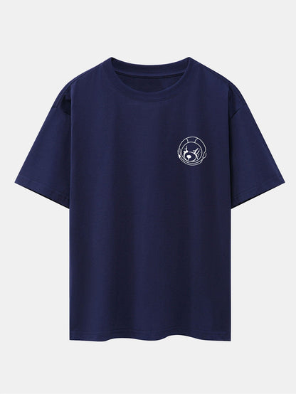 Planet Astronaut Print Drop Shoulder Oversize T-Shirt