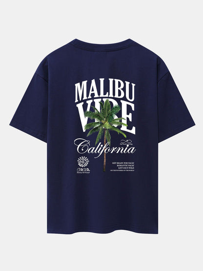 California Palm Tree Back Print Drop Shoulder Oversize T-Shirt