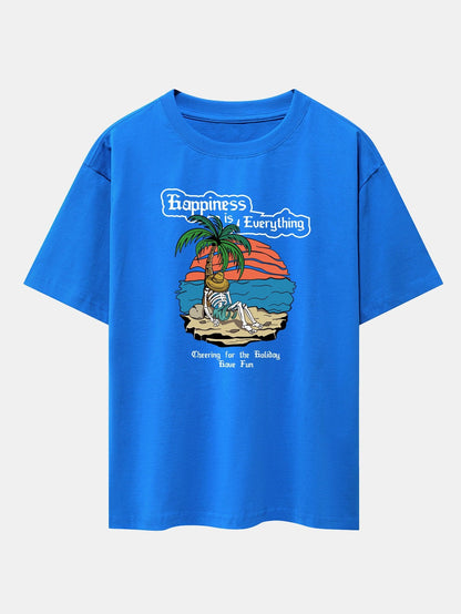 Skull Island Print Drop Shoulder Oversize T-Shirt