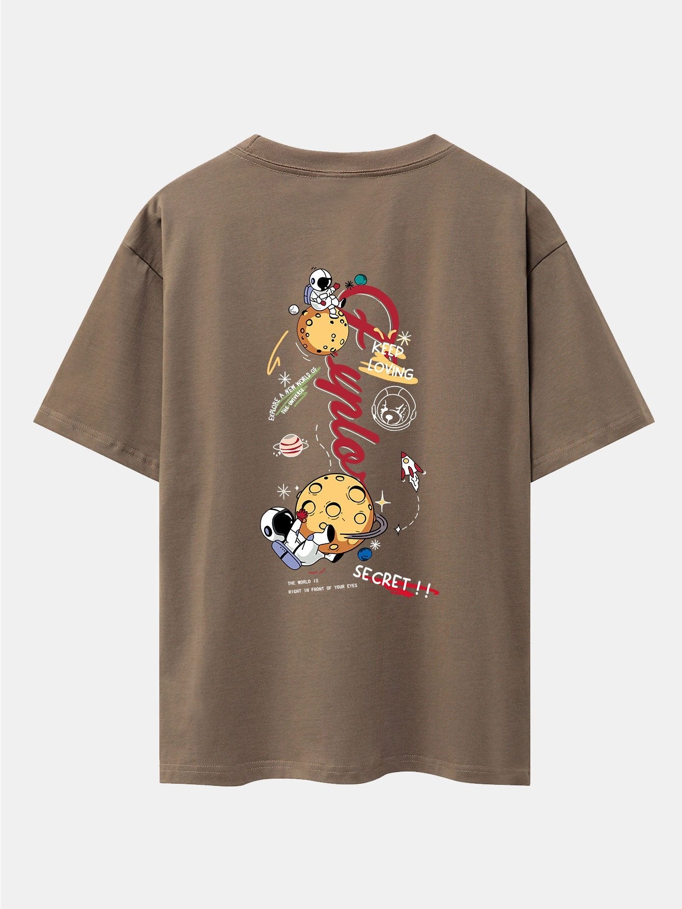 Planet Astronaut Print Drop Shoulder Oversize T-Shirt